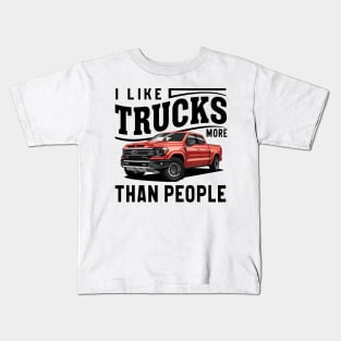 I like trucks more than people Humorous Auto Enthusiast tee 2 Kids T-Shirt